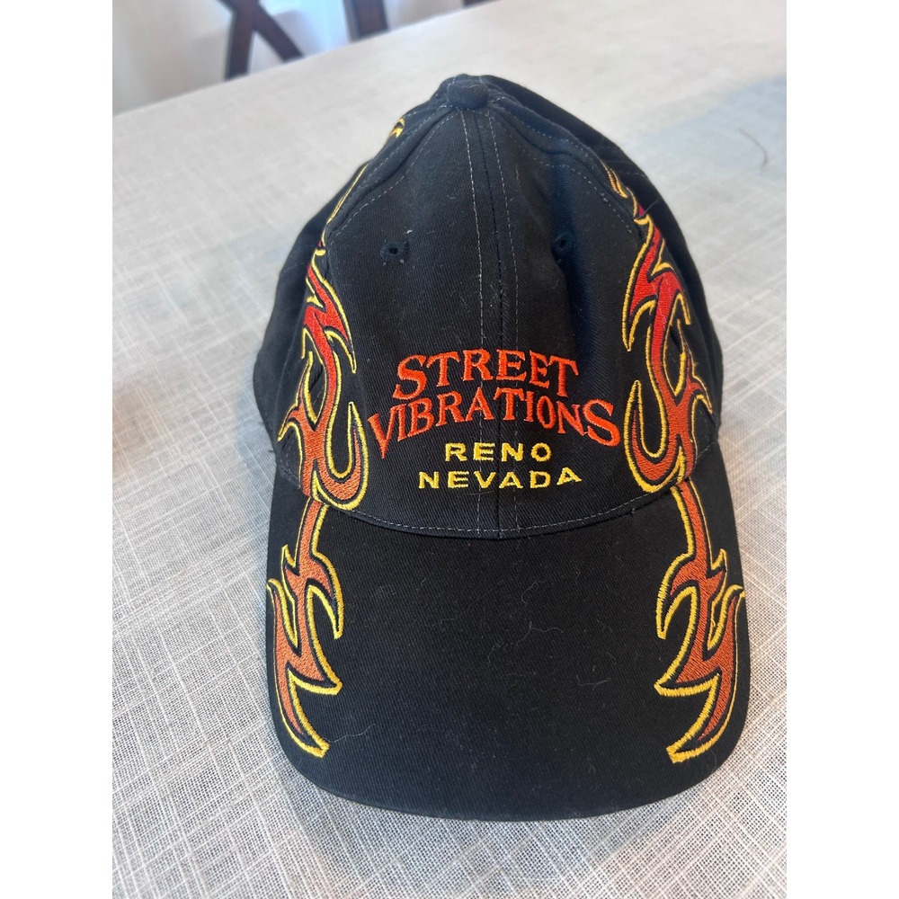 BSW Street Vibrations Hat Mens OSFA Black Flame Reno Nevada 2003 Rally Cap